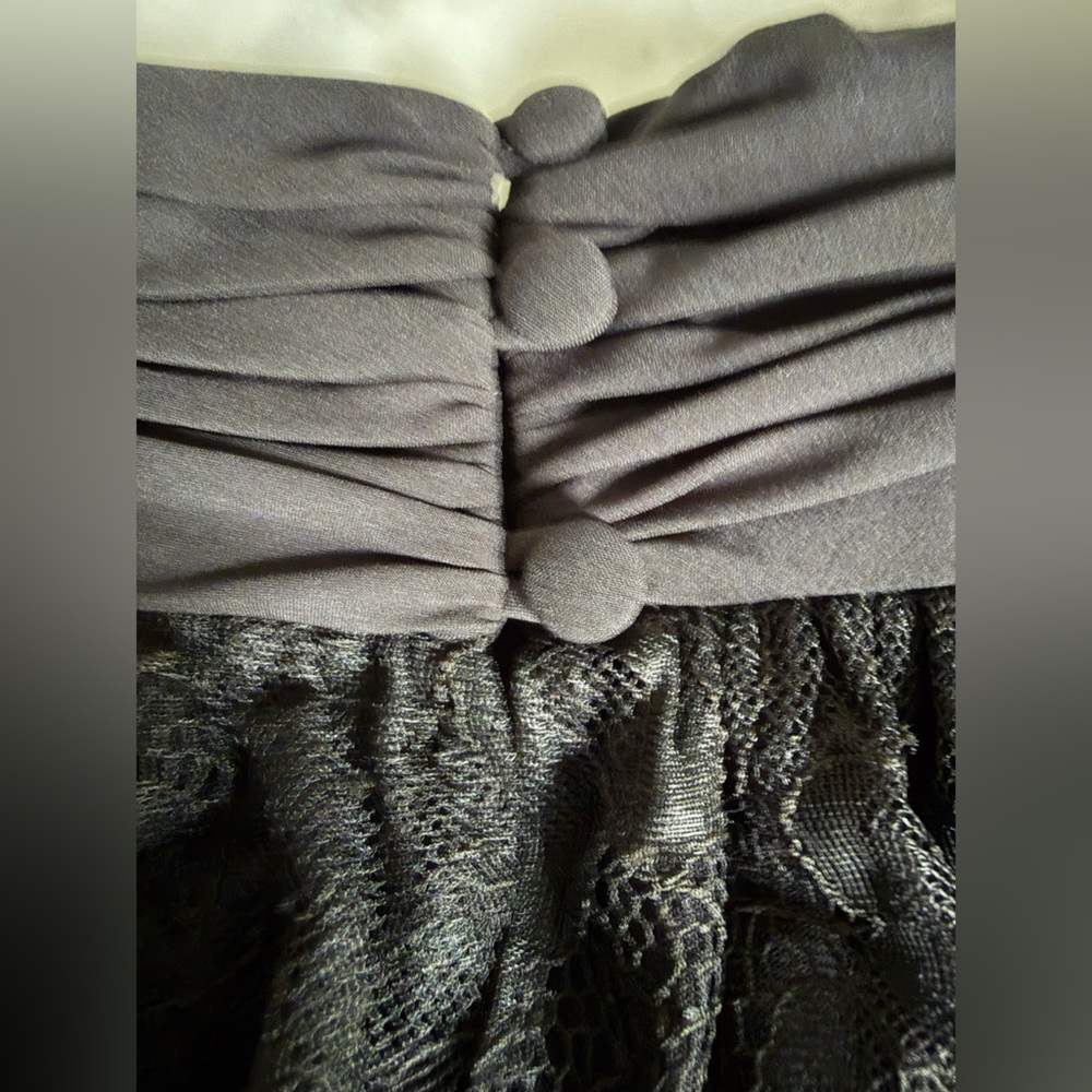 Sheer Black Lace Long Sleeve High Neck Top Vintage y2k Size 8 Whimsigoth - Picture 8 of 9